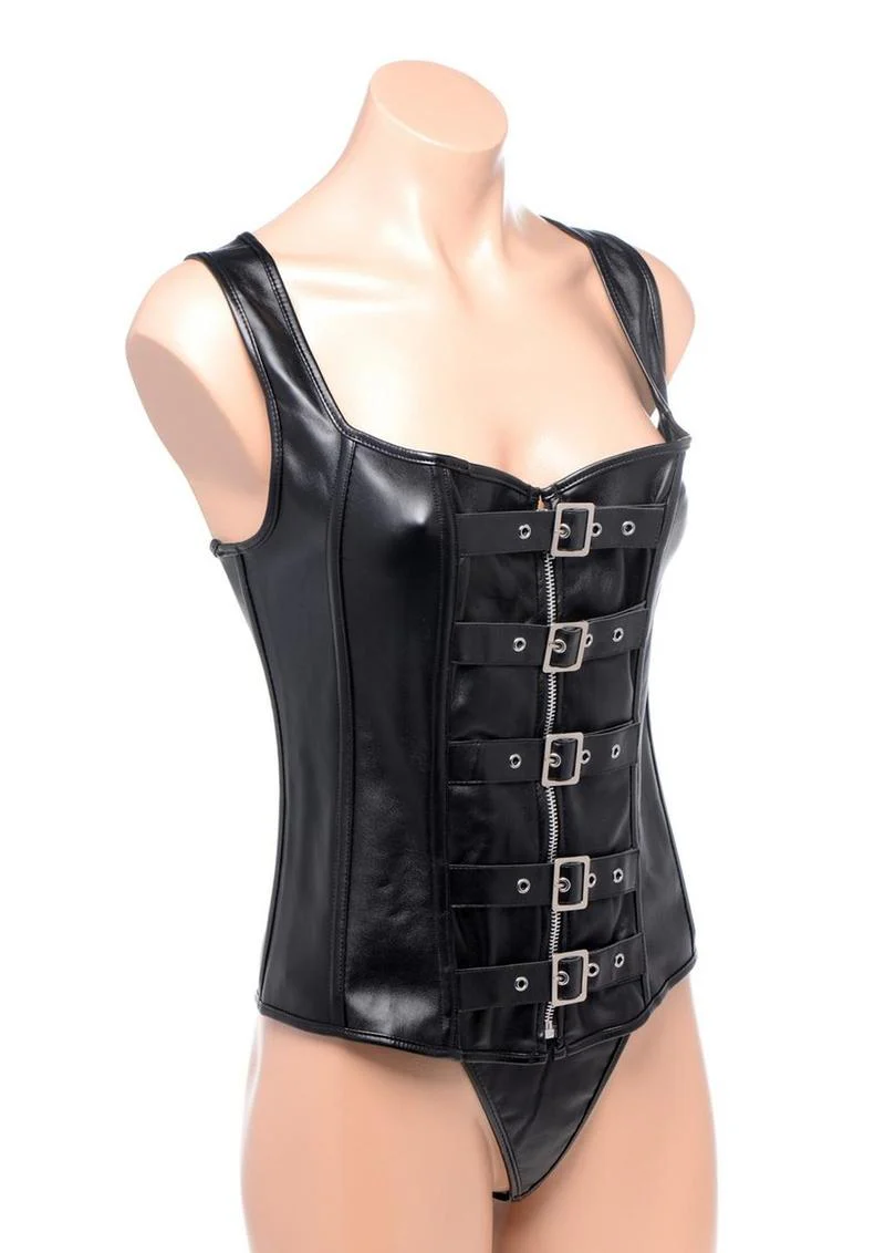 Strict Lace-Up Corset Vest and Thong - Image 2