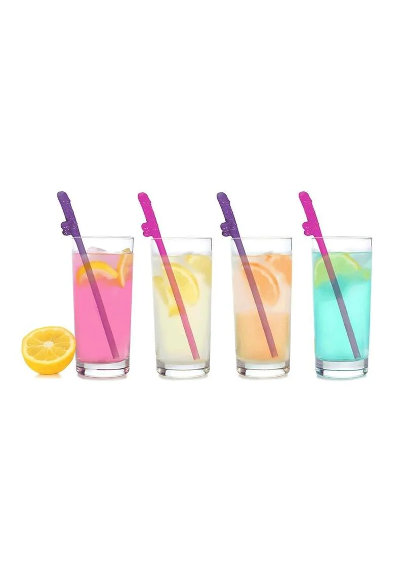 Super Fun Penis Party Straws 8 Pink And Purple Straws for Parties