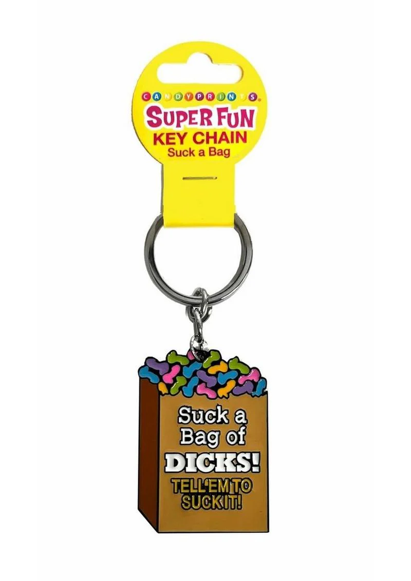 Super Fun Suck a Bag of Dicks Key Chain Naughty Gag Gift