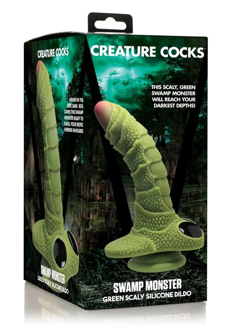 Swamp Monster Green Scaly Silicone Dildo - Image 4