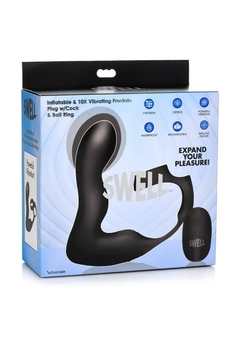 Swell Rechargeable Silicone Inflatable Prostate Plug with Cock And Ball Ring - Image 4
