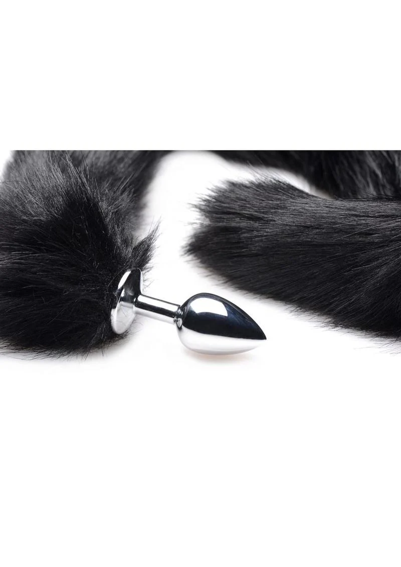 Tailz Extra Long Midnight Mink Tail Anal Plug Luxurious Faux Fur - Image 3