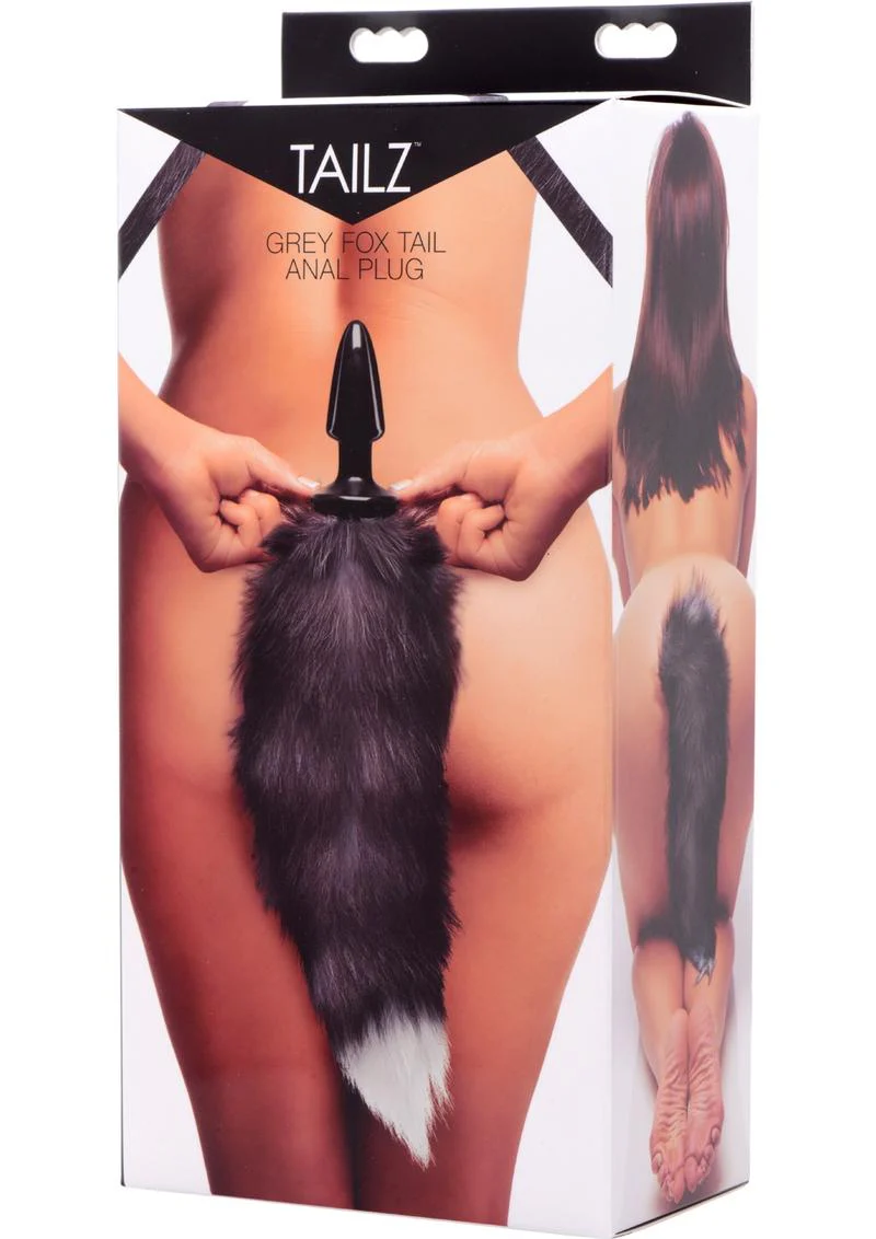Tailz Grey Fox Tail Anal Plug Realistic Faux Fur Animal Play - Image 3