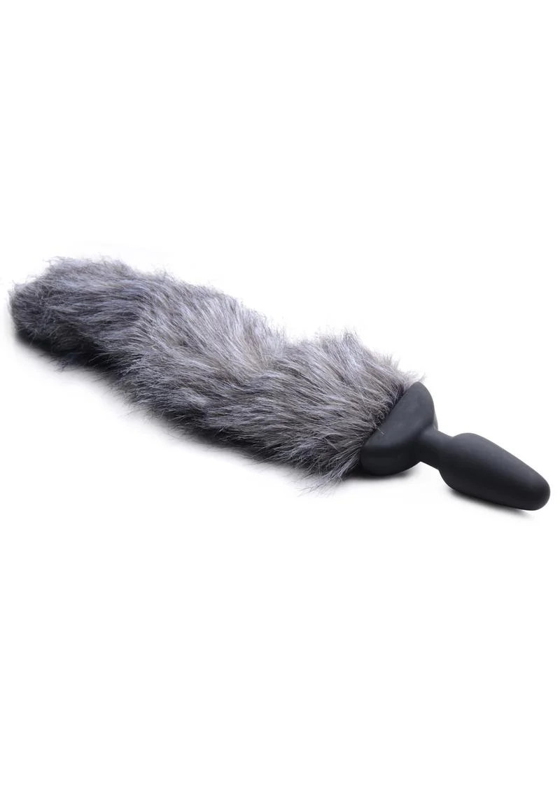 Tailz Vibrating Grey Fox Tail Anal Plug Powerful Vibrations