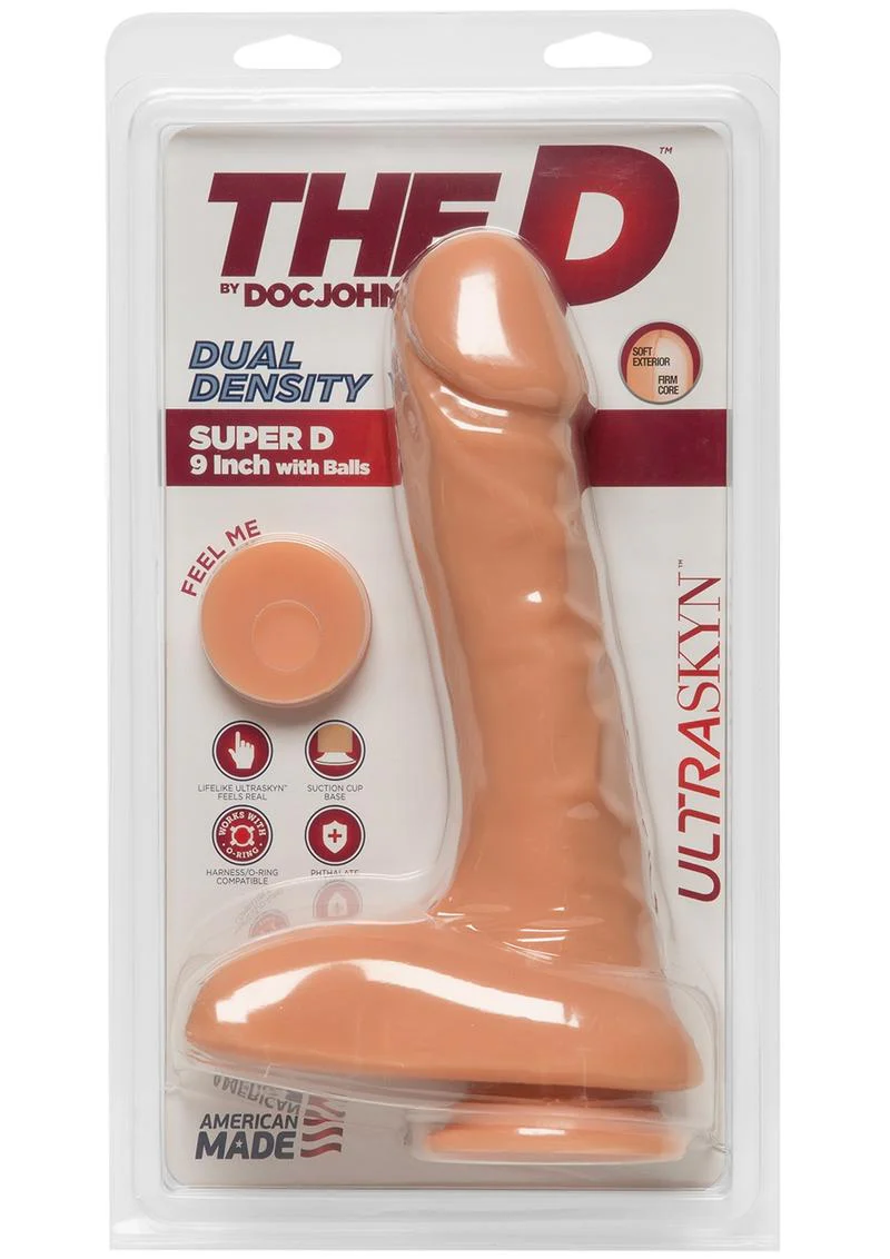 The D by Doc Johnson Super D 9-Inch Dildo with Balls - Image 2