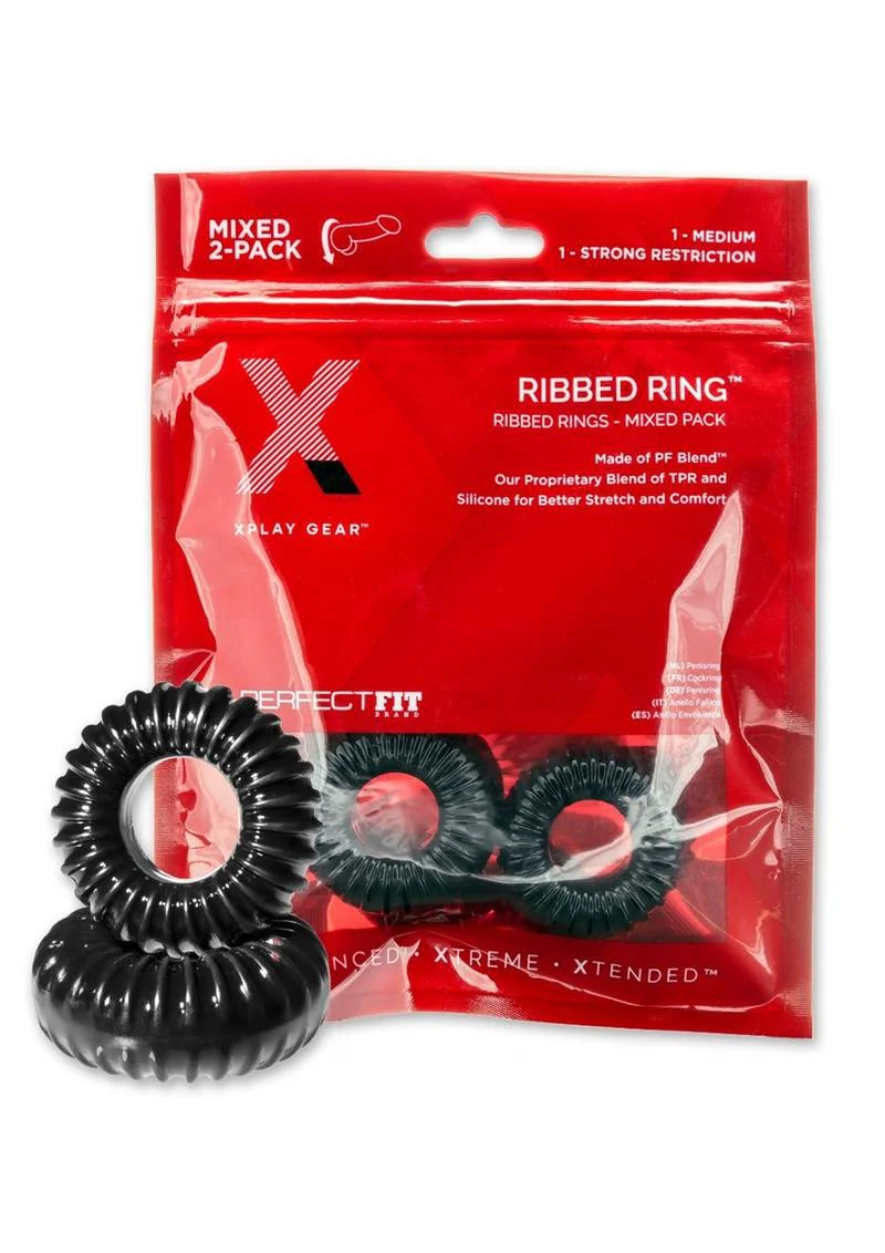 The XPlay Mixed Pack Ribbed Ring & Ribbed Comfortable Ring Slim - Image 2