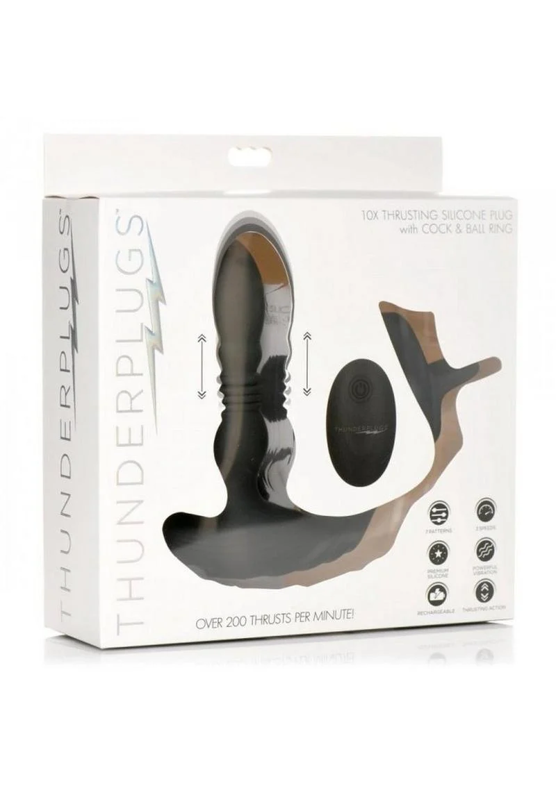 Thrusting Silicone Plug with Cock and Ball Strap - Image 4