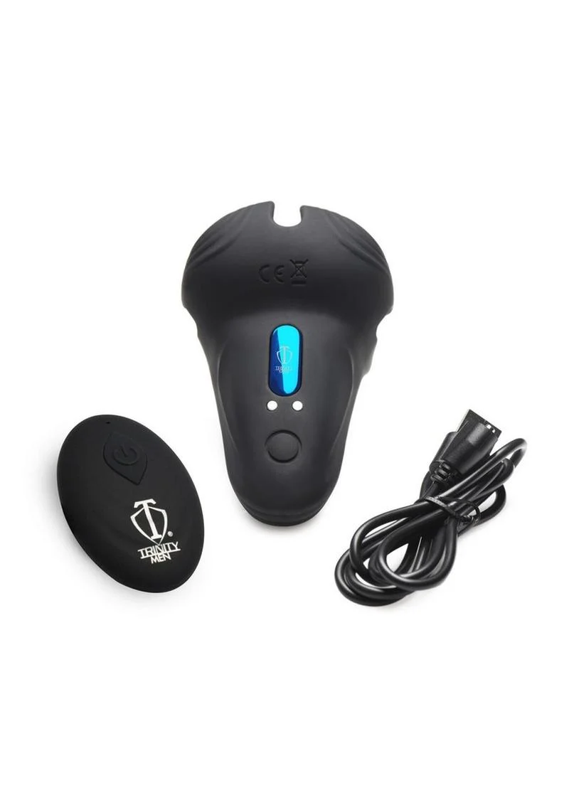 Trinity Men 10X Silicone Cock Ball Ring with Taint Stim And Remote Control - Image 3