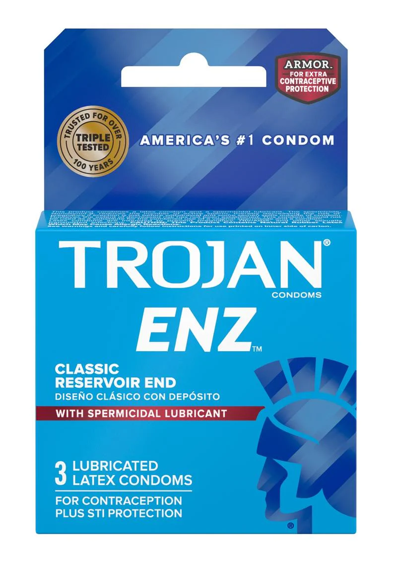 Trojan ENZ Condoms with Spermicidal Lubricant Classic Reservoir End