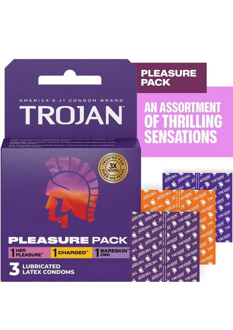 Trojan Pleasure Pack Condoms 3 Count - Image 2