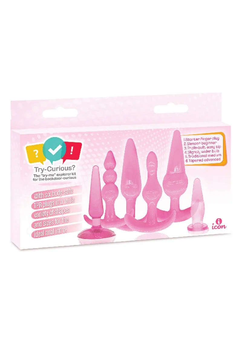Try-Curious Anal Plug Kit 5 Body-Safe TPR Plugs and Beads - Image 5