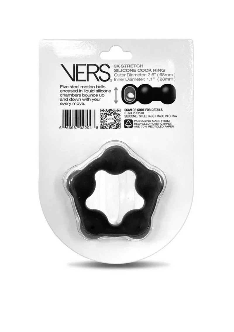 VERS Liquid Silicone Cock Ring With Steel Motion Balls - Image 2