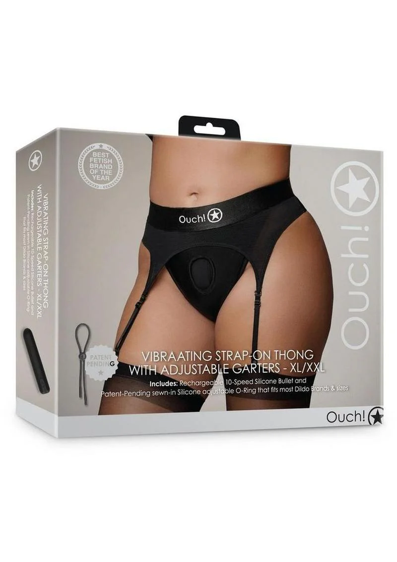 Vibrating Strap-On Thong with Adjustable Garters - Image 9