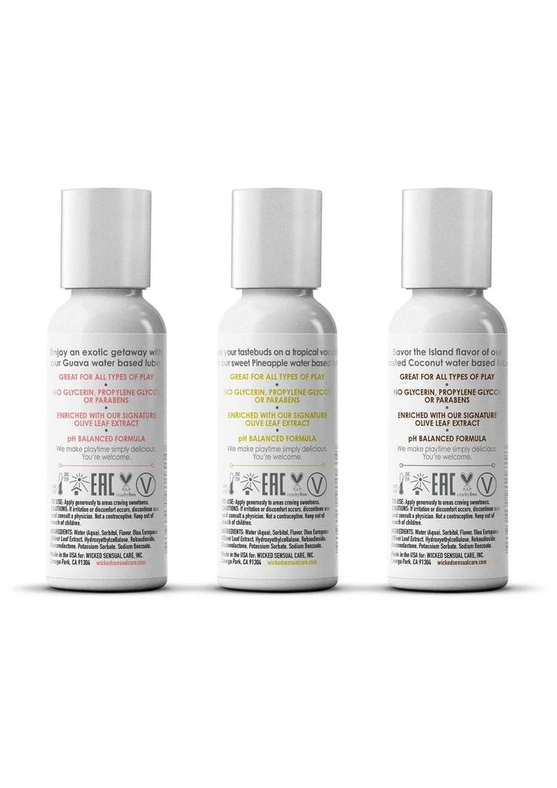Wicked Simply Tropical Trio Flavored Lubricant Set 3 Flavors - Image 2