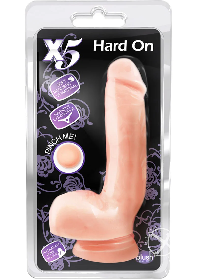 X5 Hard On Dildo with Balls Soft Realistic Feel Harness Compatible - Image 8