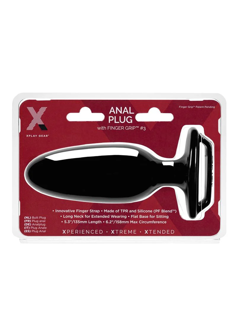 XPlay Gear Finger Grip Anal Plug #3L Long Neck Flat Base - Image 2