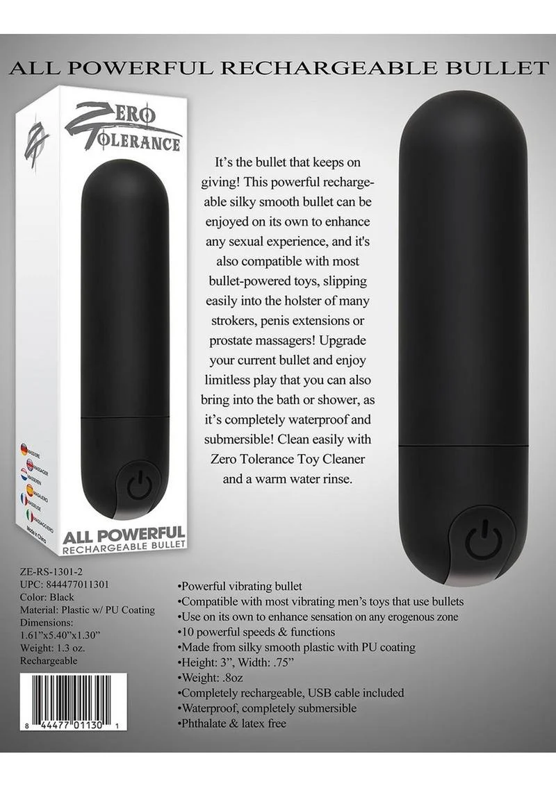 Zero Tolerance All Powerful Rechargeable Bullet - Black - Image 3