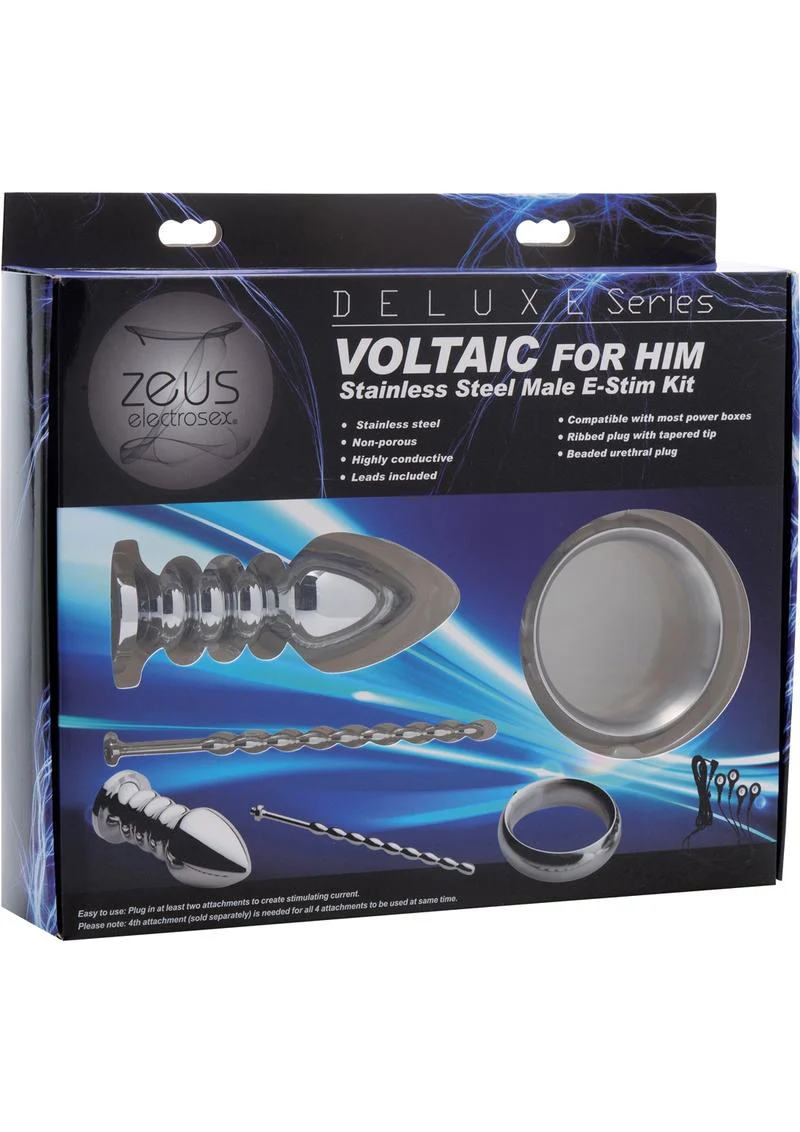 Zeus Electrosex Deluxe Voltaic for Him Stainless Steel E-Stim Kit - Image 4